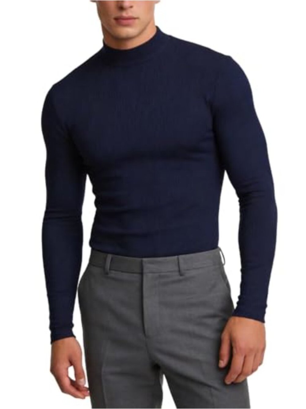 Men's Long Sleeve Mock Neck Thermal Shirt Slim Fit Base Layer